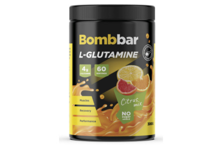 Коктейль BOMBBAR 300гр L-Глютамин цитрусовый микс 1/12шт