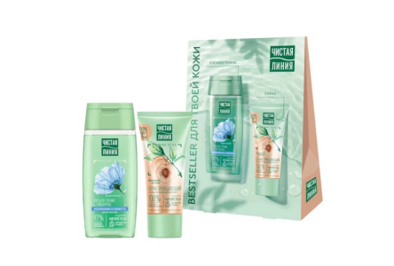 Набор подарочный ЧИСТАЯ ЛИНИЯ Bestseller лосьон тоник 100мл/скраб для лица 50мл 1/8шт