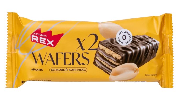 Вафли протеиновые PROTEIN REX WAFERS 50гр Арахис 1/12шт