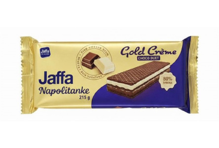 Вафли JAFFA NAPOLITANKE GOLD CREME CHOCO DUET 215гр Молочный/белый шоколад 1/12шт