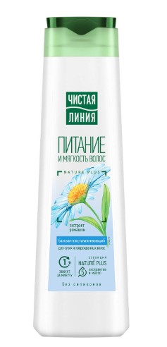Бальзам д/волос ЧИСТАЯ ЛИНИЯ 380мл Восстанавливающий/Ромашка 1/12шт