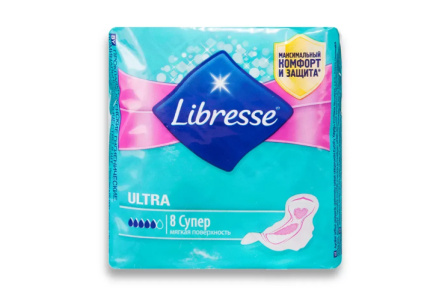 Прокладки гигиенические LIBRESSE Ultra Super 8шт Мягкая поверхность 1/12шт