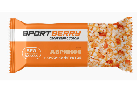 Батончик злаковый SPORTBERRY 35гр Абрикос 1/20шт