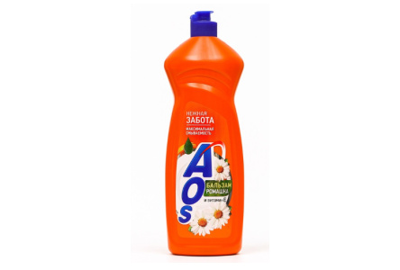 Средство д/мытья посуды AOS 900мл с экстрактом Ромашки и Витамином Е 1/12шт