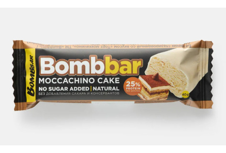 Батончик глазированный BOMBBAR 40гр Торт моккачино 1/30шт