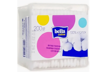 Палочки ватные BELLA COTTON 200шт пл/упаковка 1/48шт