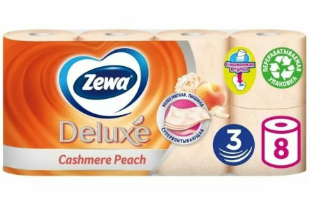 Бумага туалетная ZEWA Delux 8шт 3сл Персик 1/7шт