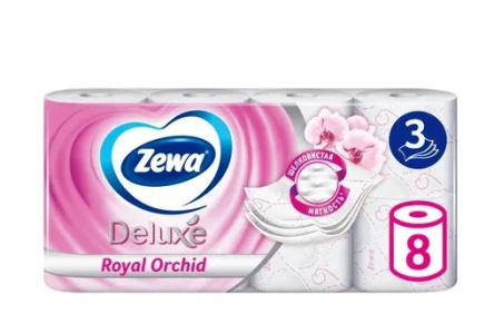 Бумага туалетная ZEWA Delux 8шт 3сл Орхидея 1/7шт