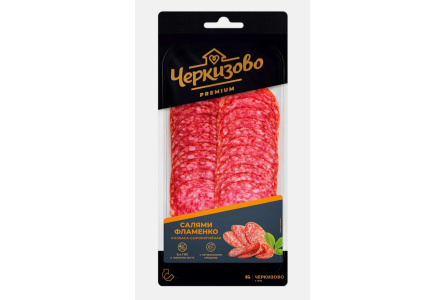 Колбаса сырокопченая ЧЕРКИЗОВО 100гр Салями Фламенко Premium нарезка 1/12шт