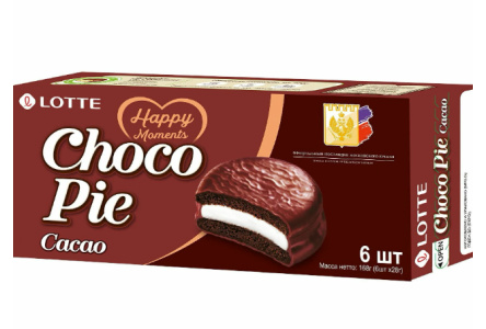 Печенье CHOCO-PIE LOTTE 168гр Какао 1/16шт