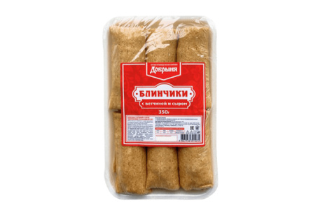 Блинчики ДОБРЫНЯ 350гр Ветчина/сыр 1/10шт 6090