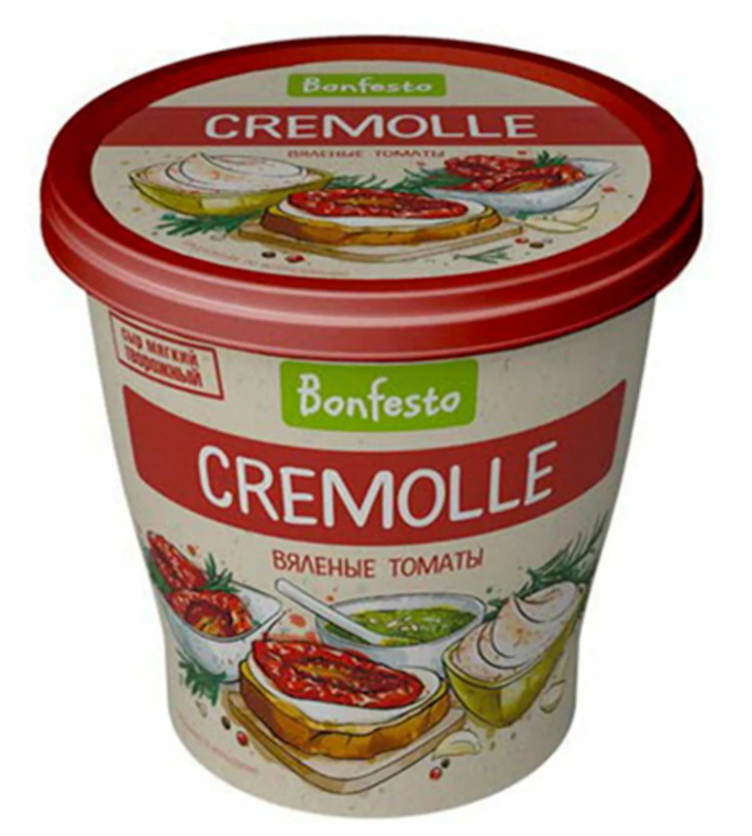Сыр твороженый мягкий CREAM CHEESE Bonfesto 125гр 65% Вяленые томаты 1/8шт