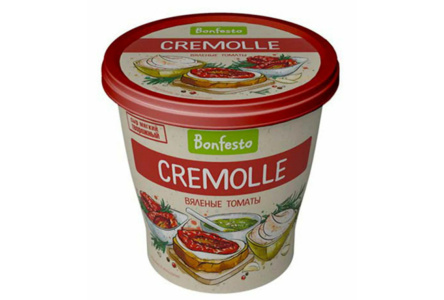 Сыр твороженый мягкий CREAM CHEESE Bonfesto 125гр 65% Вяленые томаты 1/8шт