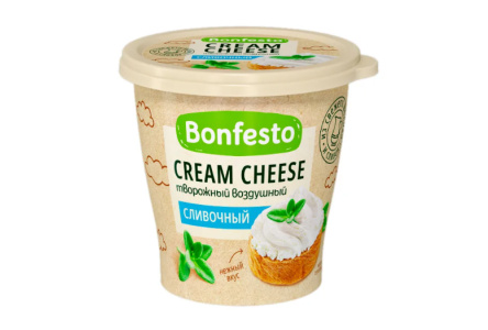 Сыр твороженый мягкий CREAM CHEESE Bonfesto 125гр 65% Сливочный 1/8шт