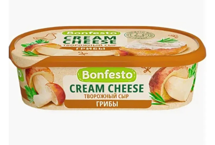 Сыр твороженый мягкий Bonfesto CREAM CHEESE 140гр 65% Грибы 1/6шт
