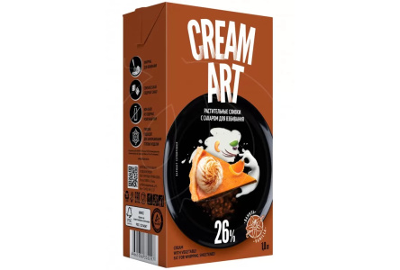 Крем на растительных маслах CREAM ART 1л 26% Ваниль т/п 1/12шт