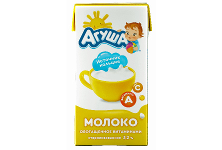 Молоко АГУША 500мл 3,2% Детское с 3-х лет т/п 1/12шт