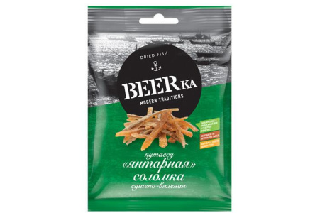Рыбка сушеная BEERrka 25гр Путассу соломка янтарная 1/25шт БМ624