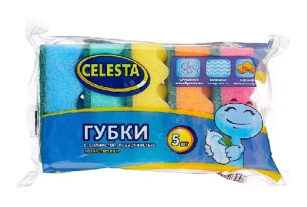 Губки д/посуды CELESTA с волнистой поверхностью 5 шт 1/12шт
