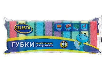 Губка д/посуды CELESTA 10шт Универсальные 1/36