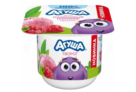 Творог АГУША 100гр 3,9% Малиновый пломбир 1/6шт Продукт без заменителя молочного жира