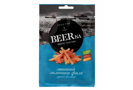 Рыбка BEERKA Минтай 25гр филе ломтики 1/25шт