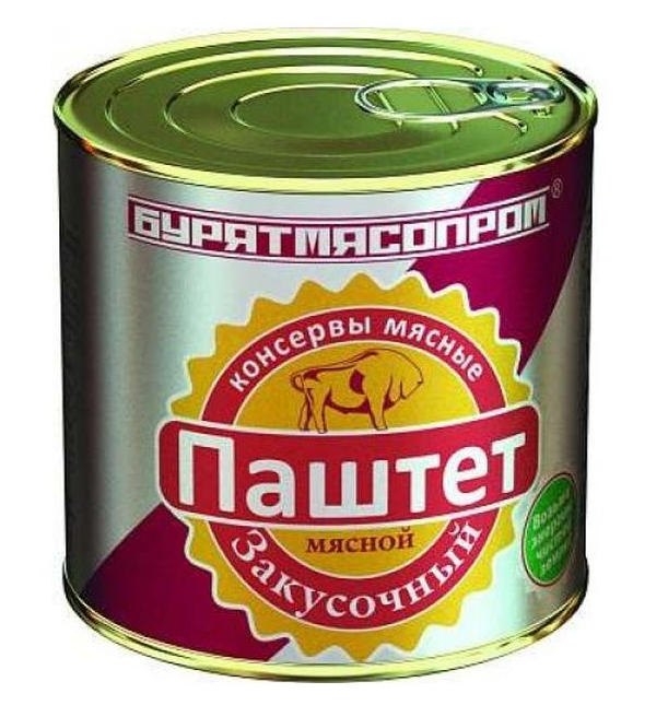 Паштет мясной БУРЯТМЯСПРОМ 240гр Закусочный ж/б 1/30шт