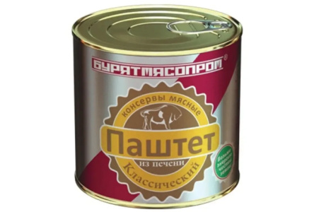 Паштет БУРЯТМЯСПРОМ 240гр Печеночный классический ж/б 1/30шт