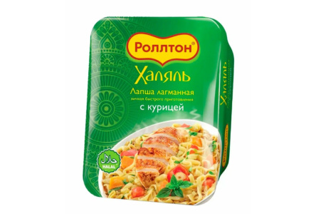 Лапша РОЛЛТОН 90гр Лагманная с Курицей Халяль лоток 1/24шт