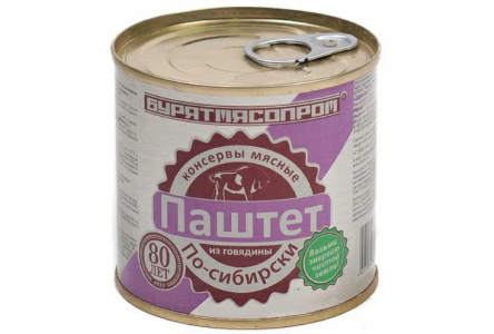 Паштет БУРЯТМЯСПРОМ 250гр По-сибирски из говядины ж/б 1/30шт