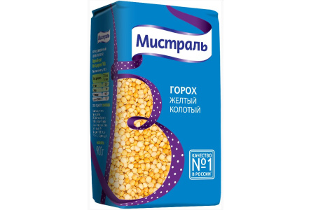 Крупа МИСТРАЛЬ 900гр Горох желтый колотый  1/12шт
