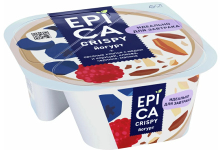 Йогурт EPICA Crispy 138гр 6,5% Смесь из мюсли и сушеных ягод 1/6шт Продукт без заменителя молочного