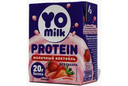 Коктейль молочный YOMILK Protein 200мл 1,5% Клубника 20гр белка 1/27шт
