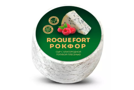 Сыр РОКФОР 50% с голубой плесенью коровье+козье 1/2,4кг ООО Лактива