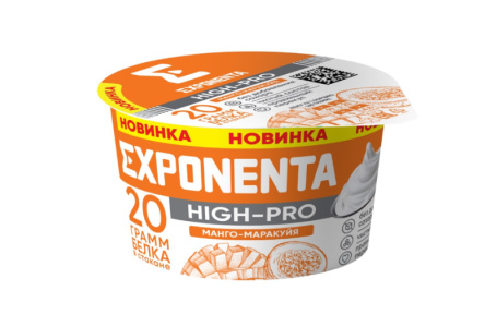 Продукт кисломолочный EXPONENTA HIGH-PRO 160гр Манго/маракуйя 20гр белка п/стакан 1/6шт Беларусь БЗМ