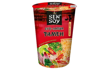 Лапша SEN SOY 65гр Острый Рамен стакан 1/24шт