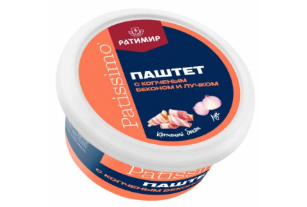 Паштет РАТИМИР 150гр с копченым беконом и лучком 1/1шт