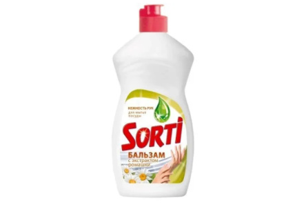 Средство д/мытья посуды КАПЛЯ SORTI 450мл Бальзам с экстром ромашки 1/20шт 095834