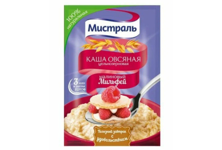 Каша овсяная МИСТРАЛЬ 40гр Малиновый Мильфей 1/25шт