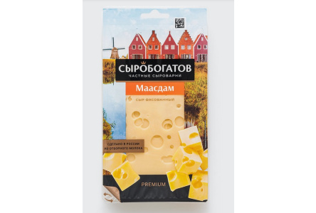 Сыр СЫРОБОГАТОВ 125гр 45% Маасдам нарезка 1/12шт