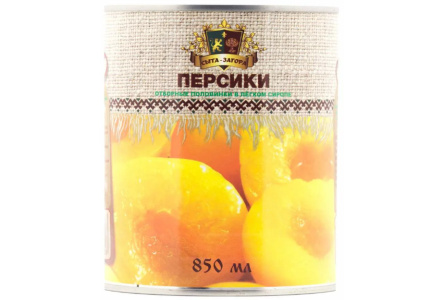Компот СЫТА-ЗАГОРА 850мл Персики половинки ж/б 1/12шт