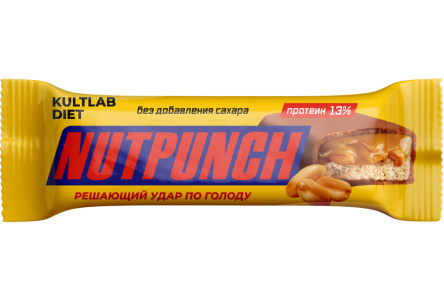 Батончик протеиновый KULTLAB NUTPUNCH 45гр Нуга/арахис/карамель 1/16шт