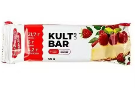 Батончик протеиновый KULTLAB COOLBAR 50гр Малиновый чизкейк 1/25шт