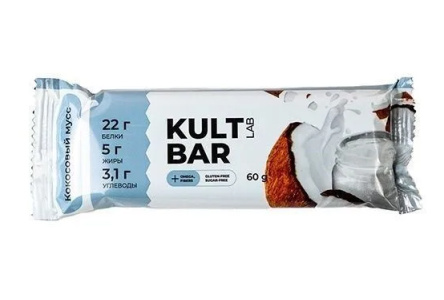 Батончик протеиновый KULTLAB DIET 60гр Кокосовый мусс 1/20шт