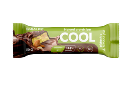 Батончик протеиновый KULTLAB COOLBAR 50гр Миндально/фисташковый пирог 1/25шт