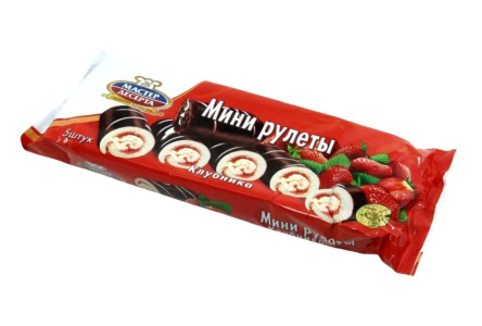 Рулет мини МАСТЕР ДЕСЕРТА 175гр Клубника глазированный 1/15шт