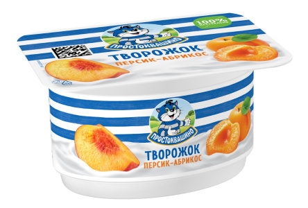 Продукт творожный ПРОСТОКВАШИНО 110гр 3,6%  Персик/абрикос 1/8шт Продукт без заменителя молочного жи