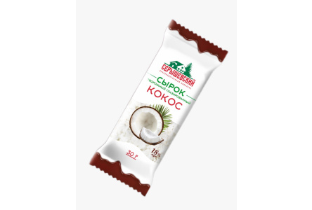 Сырок творожный СЕРЫШЕВСКИЙ 30гр 18% Кокос глазированный 1/18шт