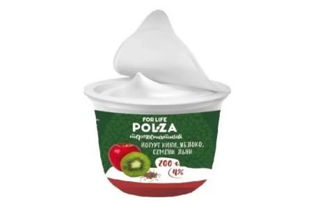 Йогурт термостатный POLZA 200гр 4% Киви/яблоко/семена льна 1/8шт Серышевский