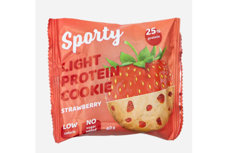 Печенье SPORTY 40гр Клубника обогащенное белком 1/12шт